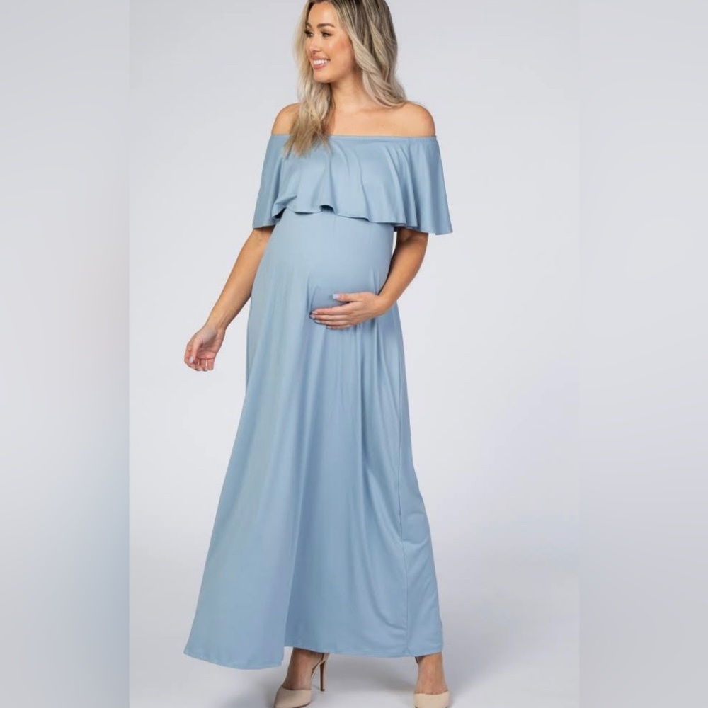 PinkBlush off the shoulder ruffle trim maxi dress nwot